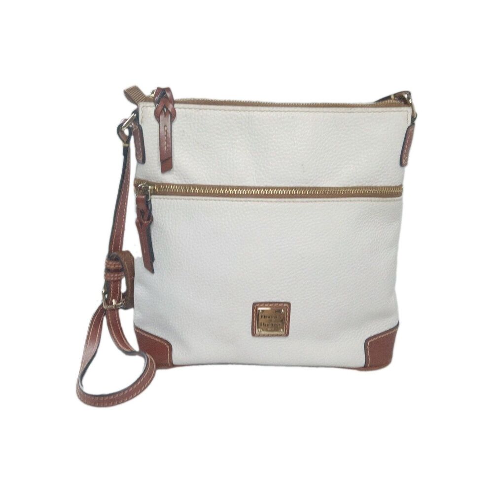 Dooney & Bourke White Pebbled Leather Shoulder Bag Crossbody Medium Size